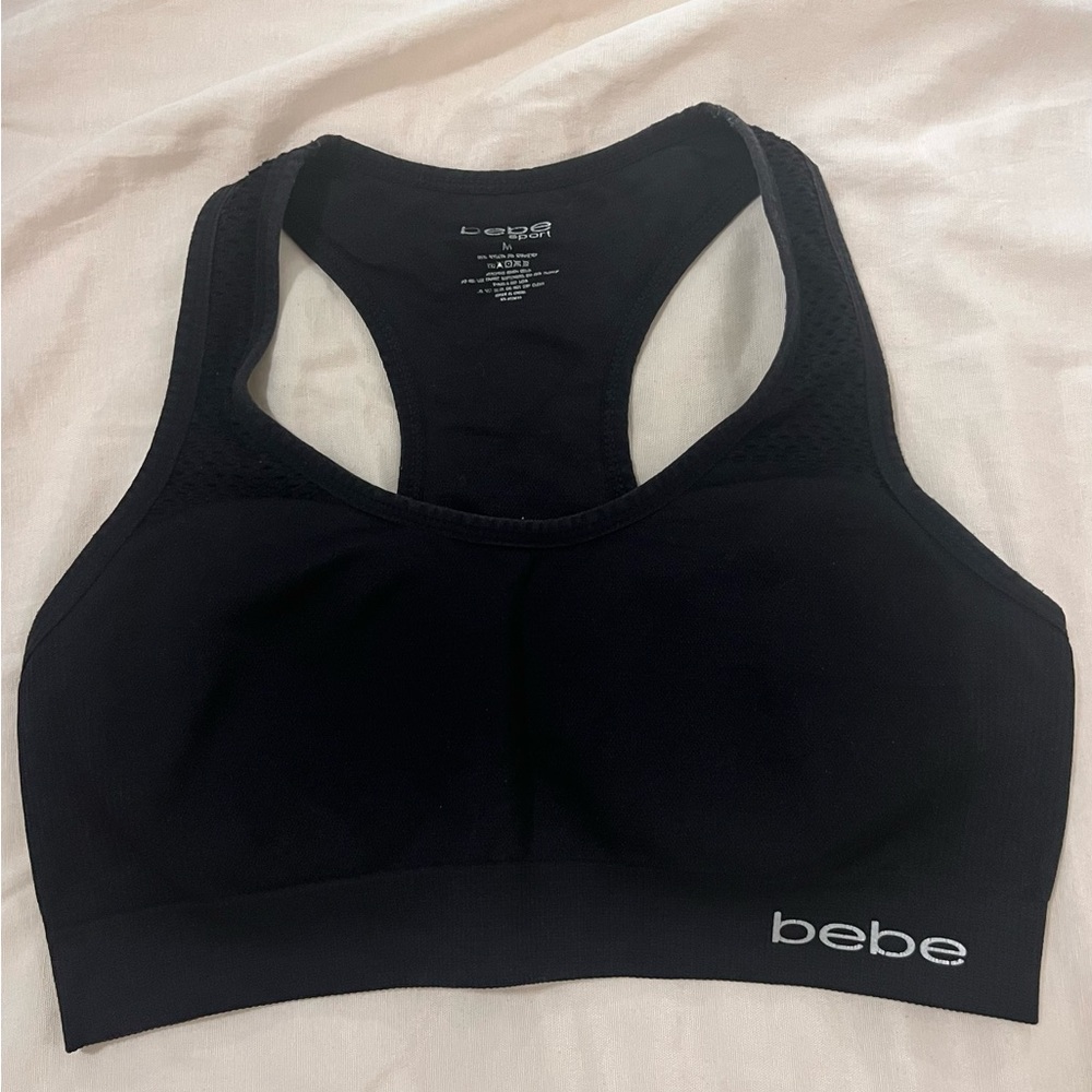 bebe Black Seamless Racerback Sports Bra